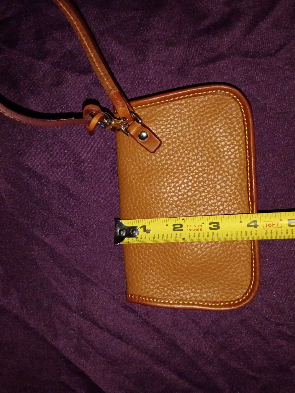 Dooney & Bourke Pebbled Leather Camel Wristlet - Picture 10 of 10